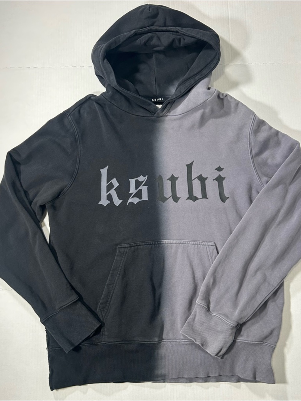 Ksubi Kult Kash Two-Tone Logo Black & Gray Pullover Hoodie RARE